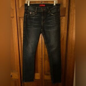 Guess Men's Classic Western/Rodeo Inspired Skinny (Straight Leg) Blue Jeans